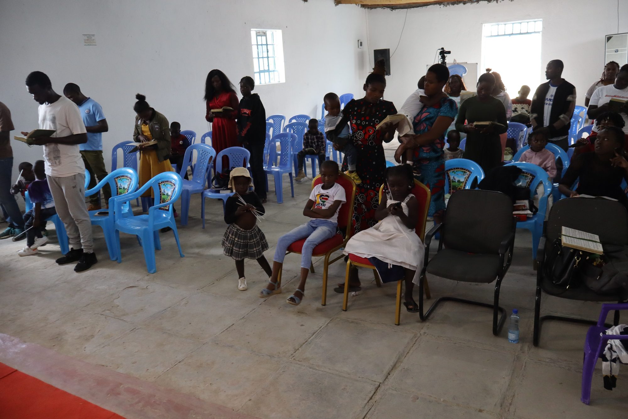 The congregation gathered for a service